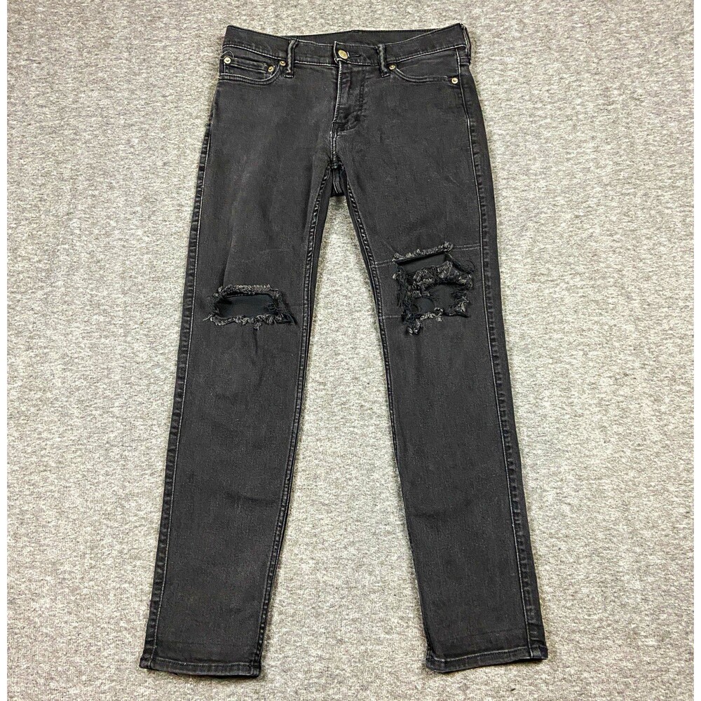 Abercrombie & Fitch Men's Distressed Black Jeans 29x30 Ripped Shredded Knee